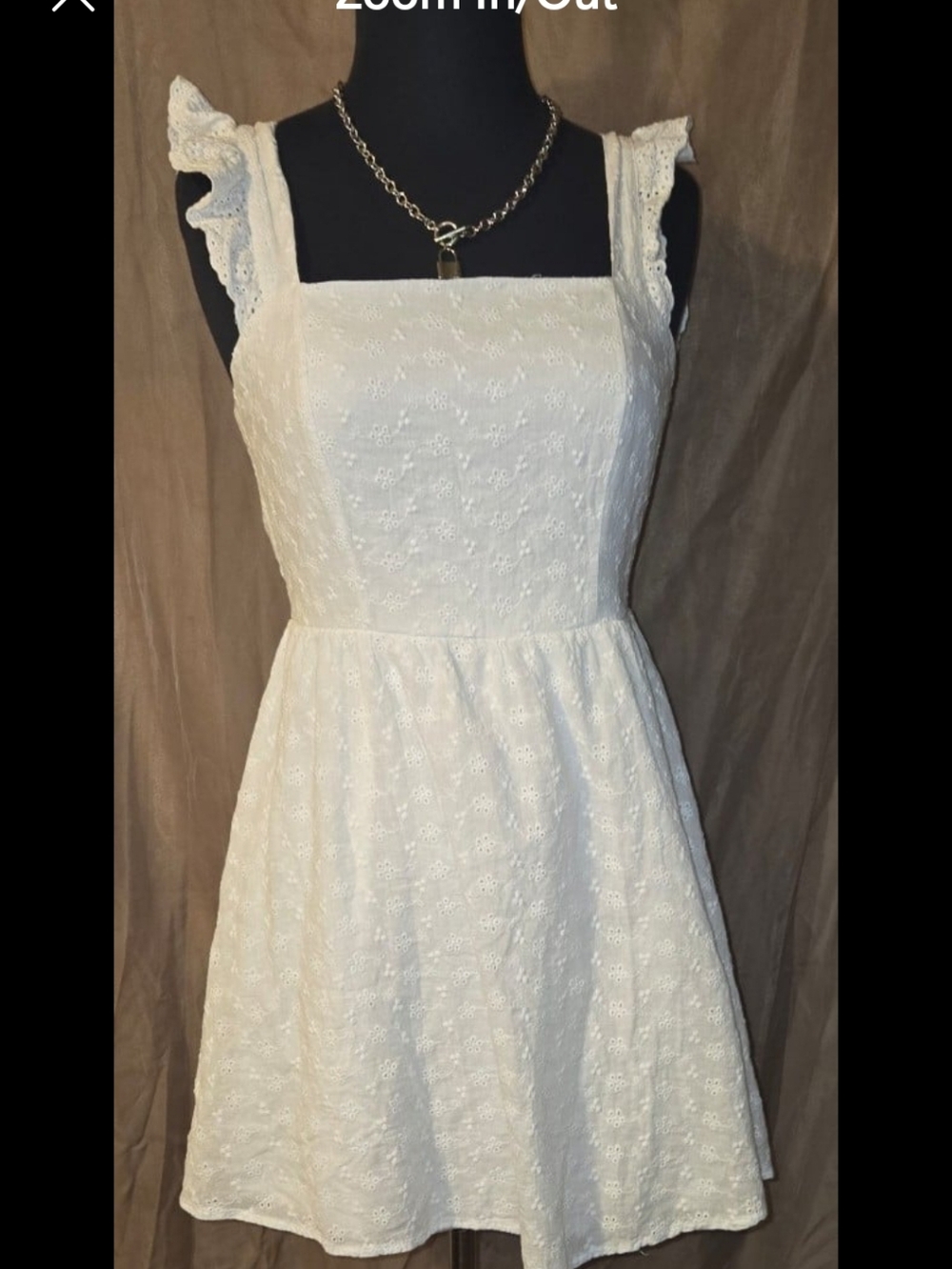 SHEIN White Eyelet Square Neck Mini Dress